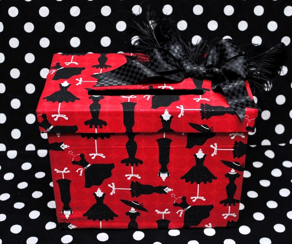 Retro Red, Black and White Money / Card Box Il_570xn