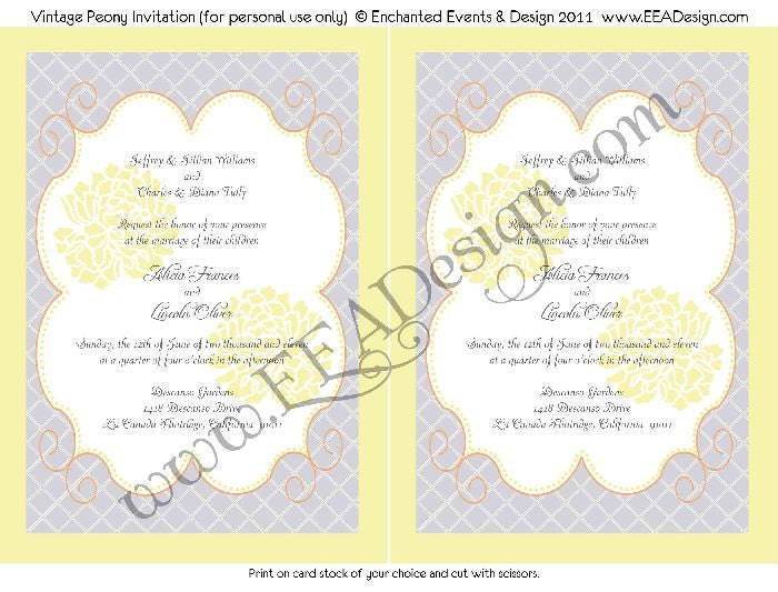 Vintage Peony Wedding Invitation - DIY Printable Il_570xn