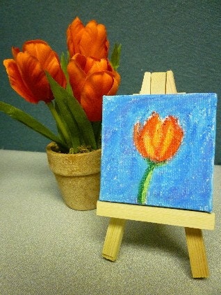 Tulip- Original Miniature Painting by Jamies Art