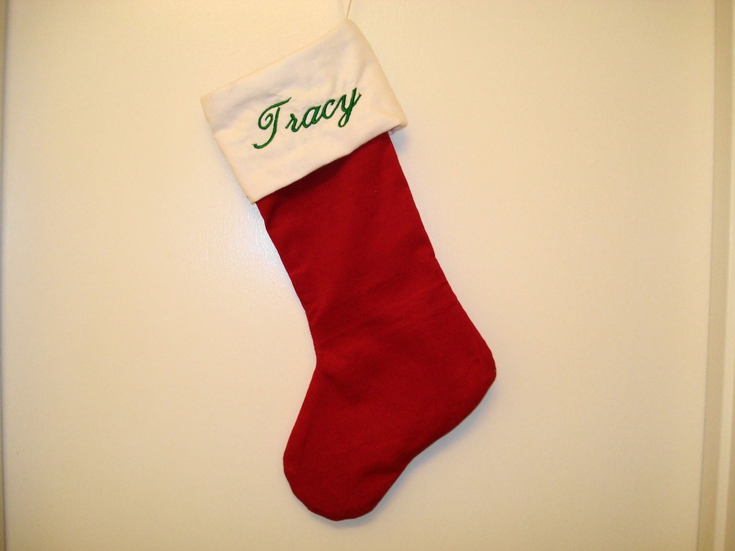 Personalized Christmas Stocking Red Corduroy