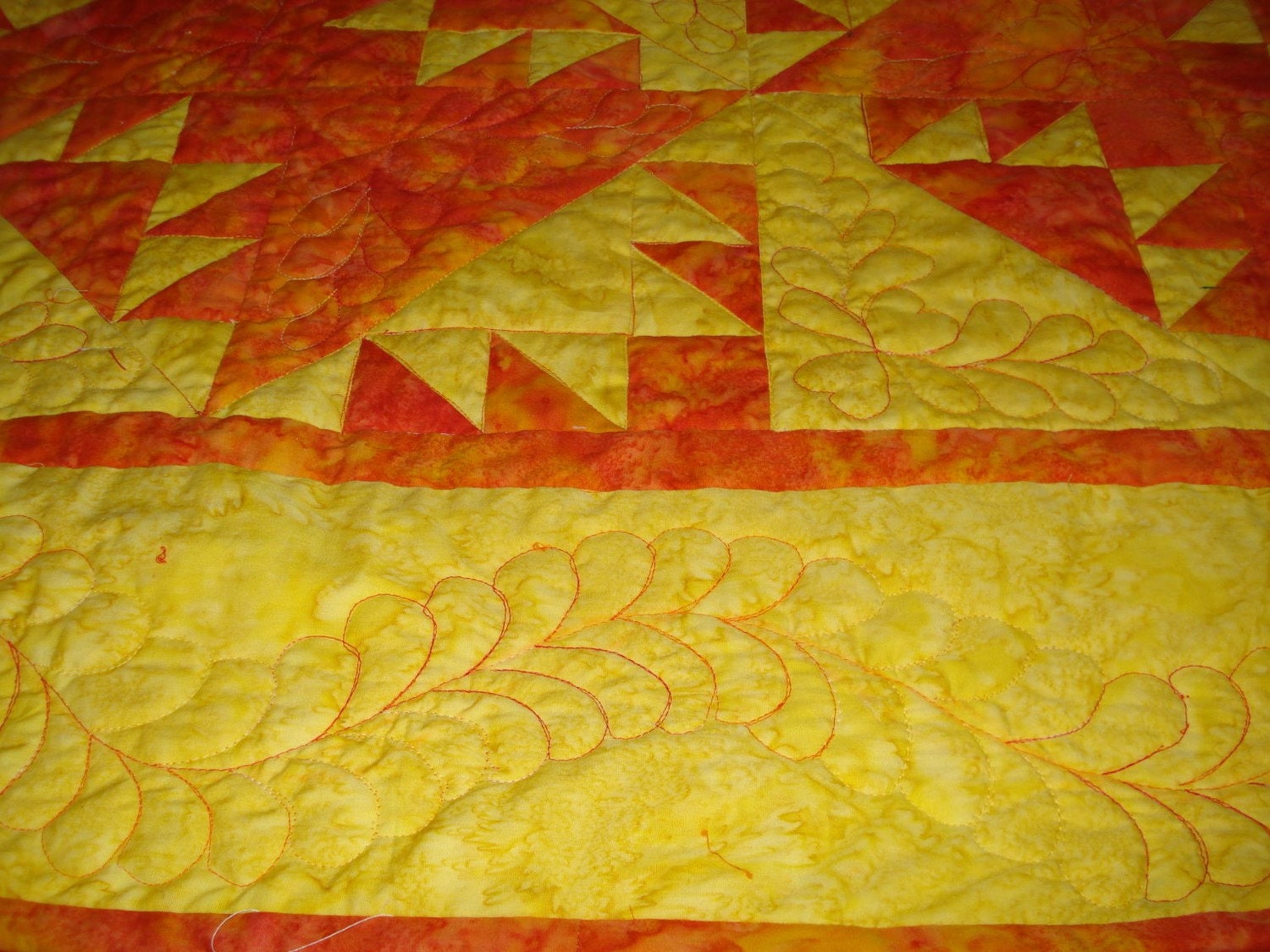 Handmade Patchwork Quilt Kansas Troubles in Yellow and Poppy Batik Made for You