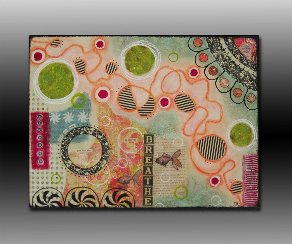 Breathe ORIGINAL mixed media collage painting by Lori Ramotar artworkbylori