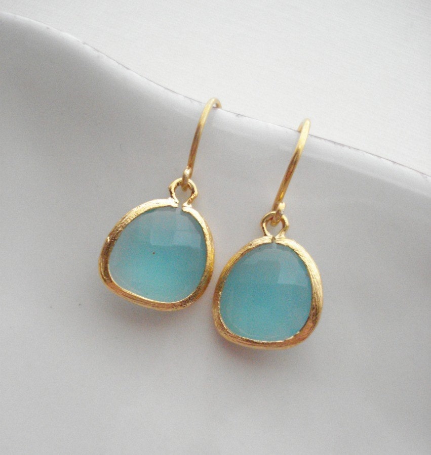 Seafoam Green Drop Gold Or Silver Earrings. Opal Light Green, Gold Classic Earrings, Gift For Her Under 25