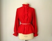 Vintage Red Ruffle Shirt