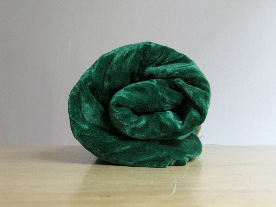 Vintage Dark Emerald Green Silk Velvet Fabric