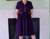 1960s Dress Purple Cotton Dress JEM ELLITON Pockets Dress Summer Fashion Day dress. Party dress.
