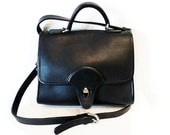 SALE Vintage Black Genuine Leather Briefcase Satchel Shoulder Bag by Kirkland