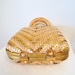 SALE Vintage Princess Charming by Atlas Hollywood-Fla Gold Tone Wire and Natural Straw Woven Handbag / Purse
