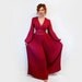 SALE 1960s Miss Elliette Chiffon Jumpsuit Dress Designer Couture Pleated Prom Party Dress, High Fashion Cocktail Burgundy Rose