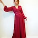 SALE 1960s Miss Elliette Chiffon Jumpsuit Dress Designer Couture Pleated Prom Party Dress, High Fashion Cocktail Burgundy Rose