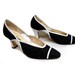 Vintage Black and White Pumps Heels Shoes  with leather trim Women 7.5M