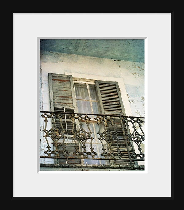New Orleans French Quarter Photograph for Sale. 8"x10" Art Print. Mardi Gras. Historic Building. Blue Decay.