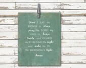 Now I lay me down to sleep - Inspirational Quote - 8x10 art print-  Prayer