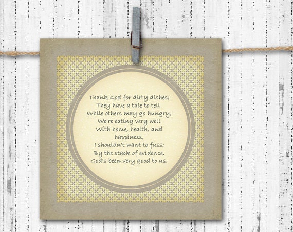 Thank God for Dirty Dishes - Inspirational Quote - 5x5 Art Print