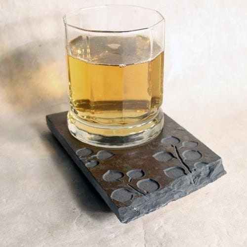 Coaster Candle Plate - Leaves on Copper Slate