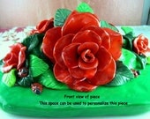 Red Roses, Ladybugs, Polymer Clay, Sculpture, Home Decor, Handmade, Flowers, Bugs