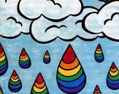 BOGO SALE - Cloudy with A Chance of Rainbows - 8x8 Print