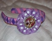 Tangled Woven Headband with Ribbon Ruffle and Bottle Cap