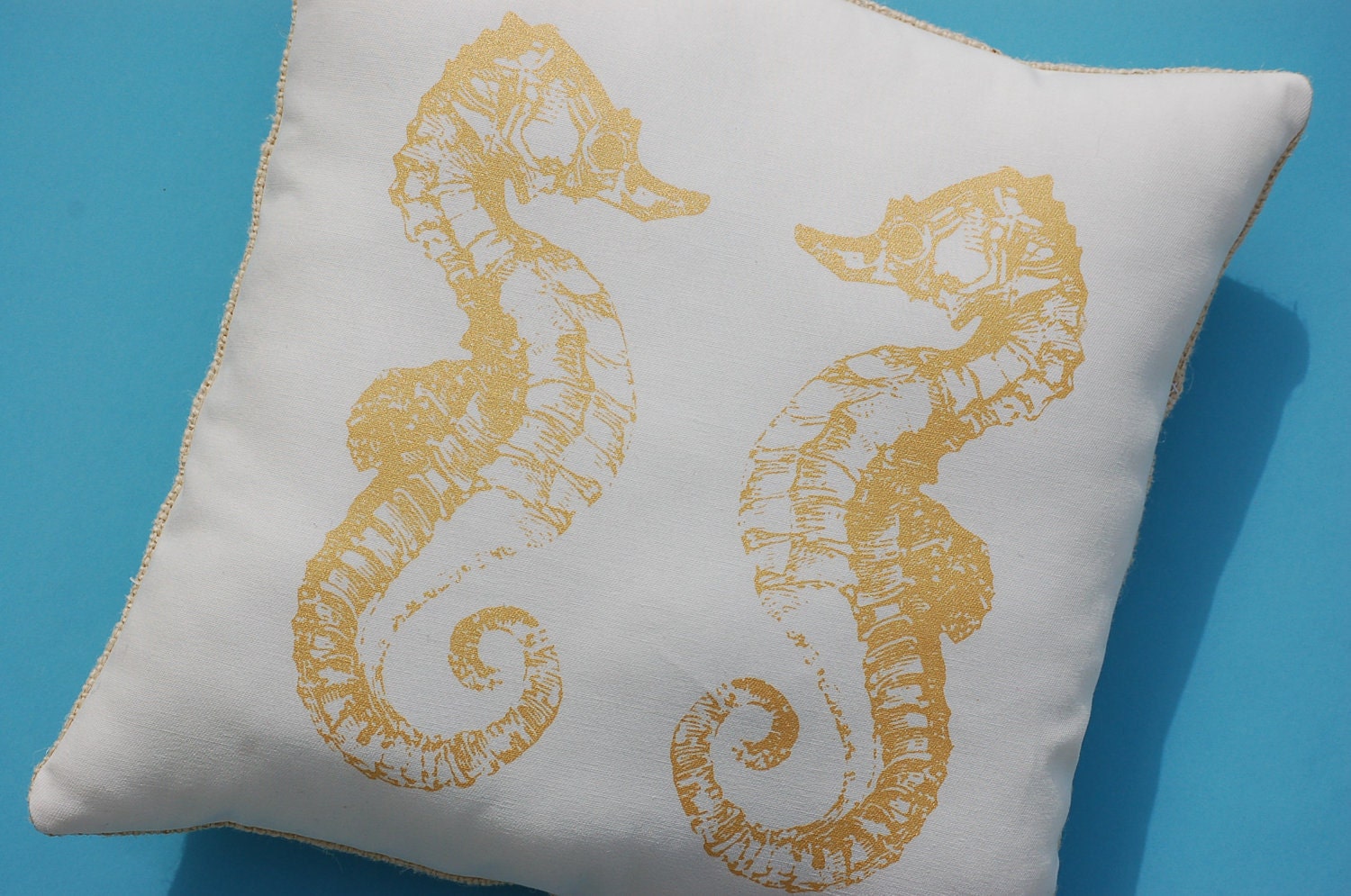 The Gilded Seahorse Accent Pillow Cover
