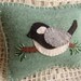 Winter Chickadee - Penny Rug Pillow Pincushion with FREE SHIPPING