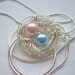 Birds Nest Necklace - Personalized Great For Mothers Mom 2 Pearls Twins