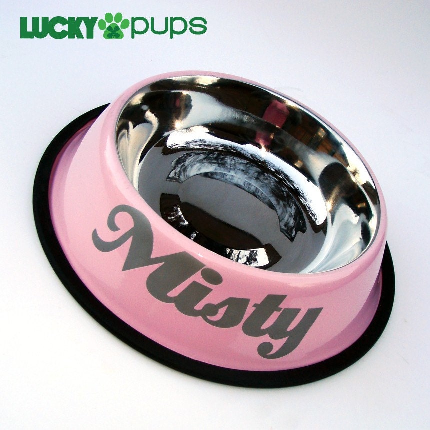 Small - Baby Pink - Personalized Stainless Steel Dog or Cat Bowl