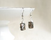 Earrings dark night - Czech glass beads wire wrapped - for woman girl