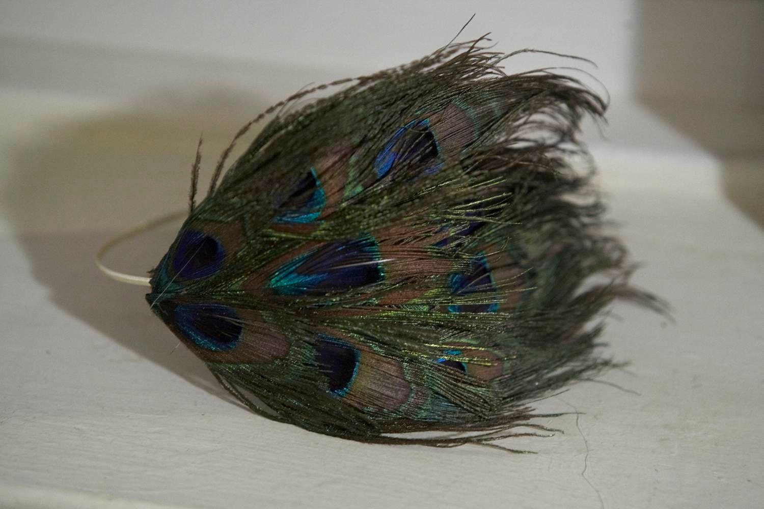 Peacock Feather Headband with Metal