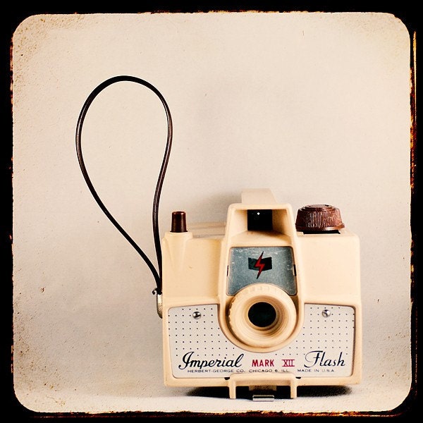 Retro Camera Photo- Camera Love No. 4- 8x8 photograph     of a butter yellow vintage camera