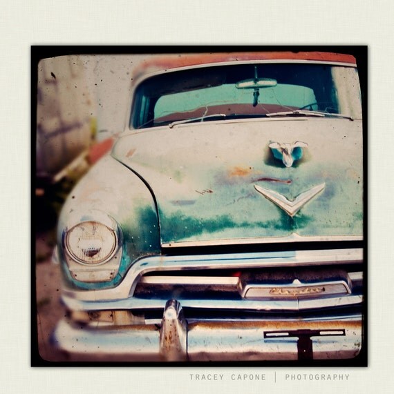 Boys Room Wall Art - Vintage Car Photography, Wall Art - Betty Sue - teal blue, amber, Retro Inspired Decor, Route 66 Home Decor