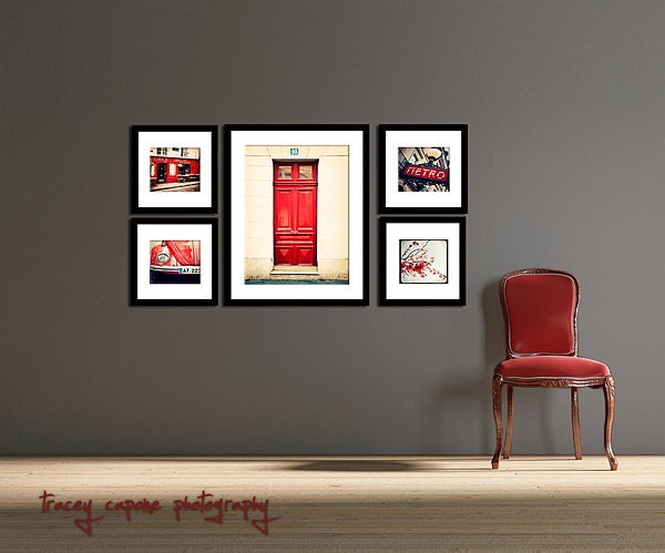 Car Photograph - Vintage Bug - Montmartre Paris Print - Paris decor, tomato red, crimson, Paris Wall Art - Rouge