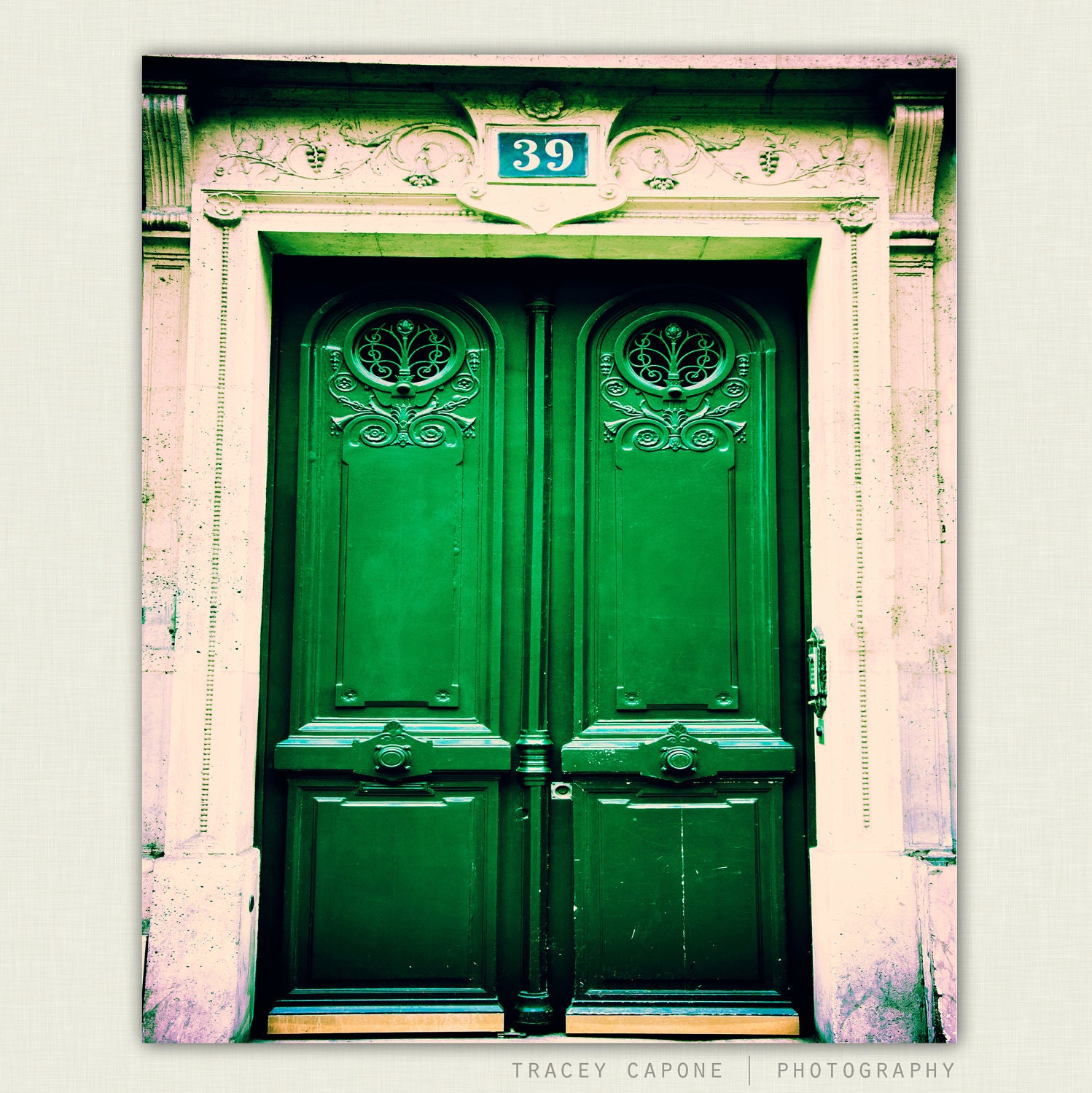 Paris Print - Emerald Green Door Photography -  No 39 -  paris decor, parisian wall art, rustic, door art