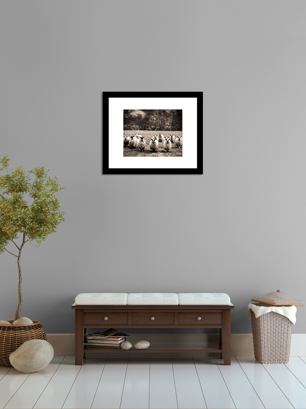 Sheep Photography - Monochrome Nature Print, Wall Decor - The Flock - Scotland photography, Scottish sheep wall art, sepia