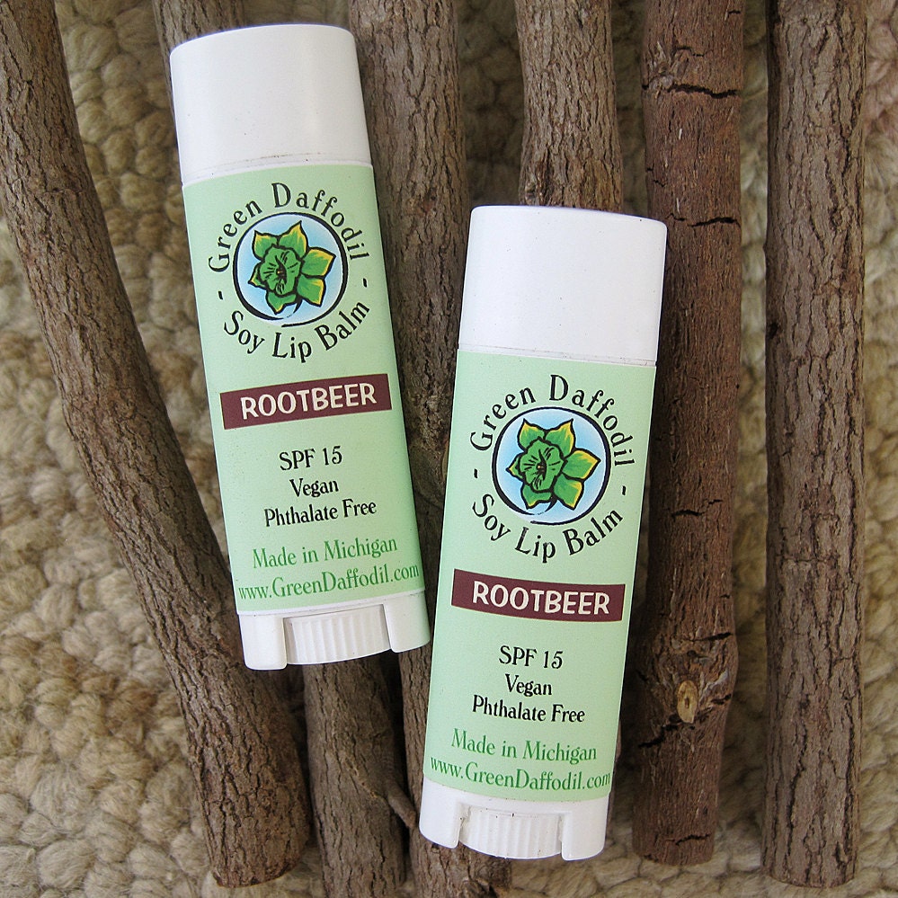Rootbeer Soy Lip Balm Tube- Vegan - Green Daffodil