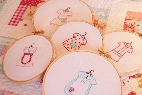Dresses Embroidery PATTERN - Set of 5