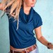 Dark Teel Blue MOVEMENT Drape Top - FREE Shipping