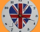Cd Clock Union Jack Great Britain Guitar Pick Recycled Compact Disc Clock for Wall or Desk