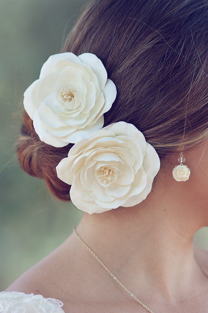 Ivory Hair Flowers