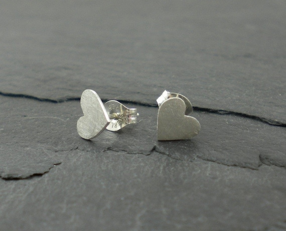 Silver Heart Earrings. Sweet Heart Stud Earrings. Love, Dainty, Post