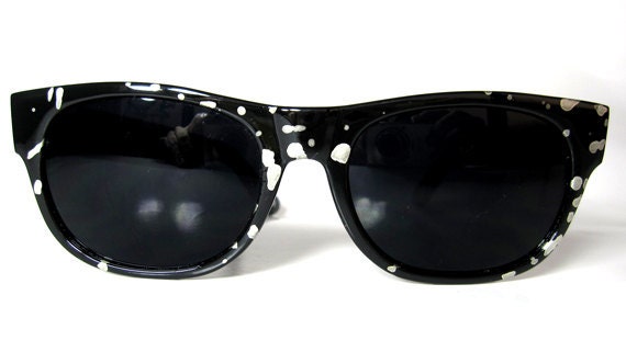 80's Vintage Wayfarer Variation Silver Ink on Thick Black Frame