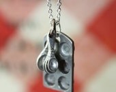 Cupcake Pan and Tiny Measuring Spoons on a Sterling Silver Plated Chain necklace