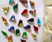 12 Pear Shape Rhinestones Vintage 1960s,  Western Germany size 13  mm by 7.8 mm