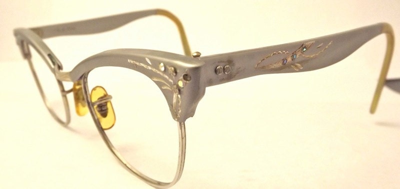 Muted Silver  1950s   Cats eye   glasses ,  USA sro brand
