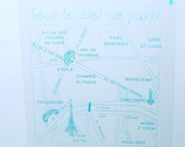 Sky Blue Paris MAP on Plastic Bag, set of 250, 13x13cm, U6012