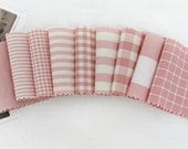Vintage Pink Check and Stripe SET of 9, U2190