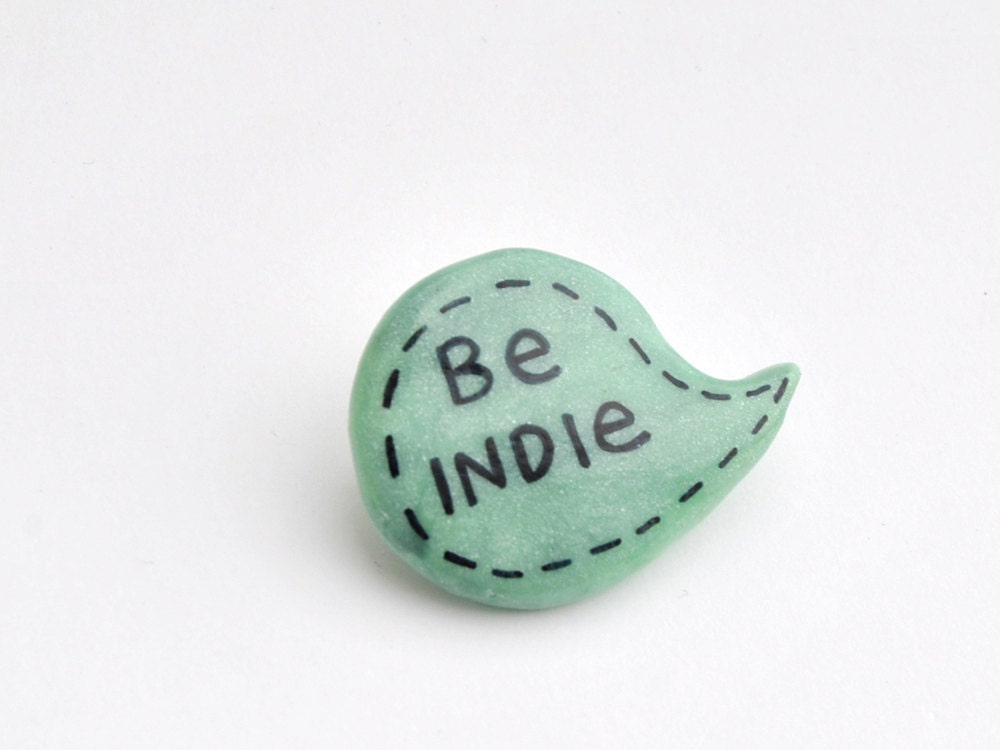 Brooch indie mint green polymer clay balloon