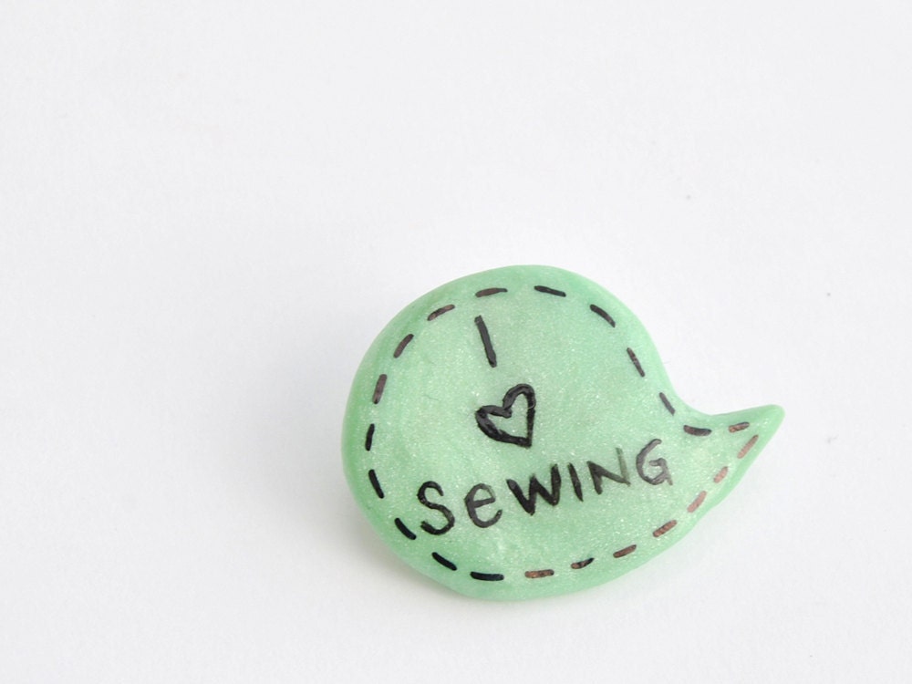 Mint brooch polymer clay pin