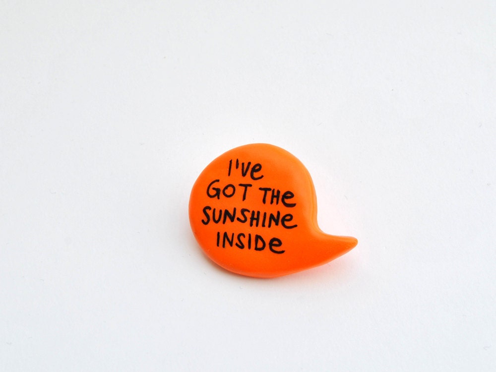 Neon orange polymer clay balloon pin