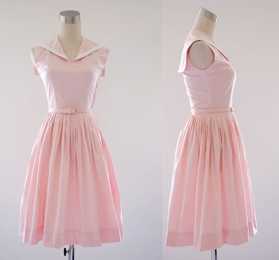 Vintage 1960s Pink Bobbie Brooks Nautical Day Dress