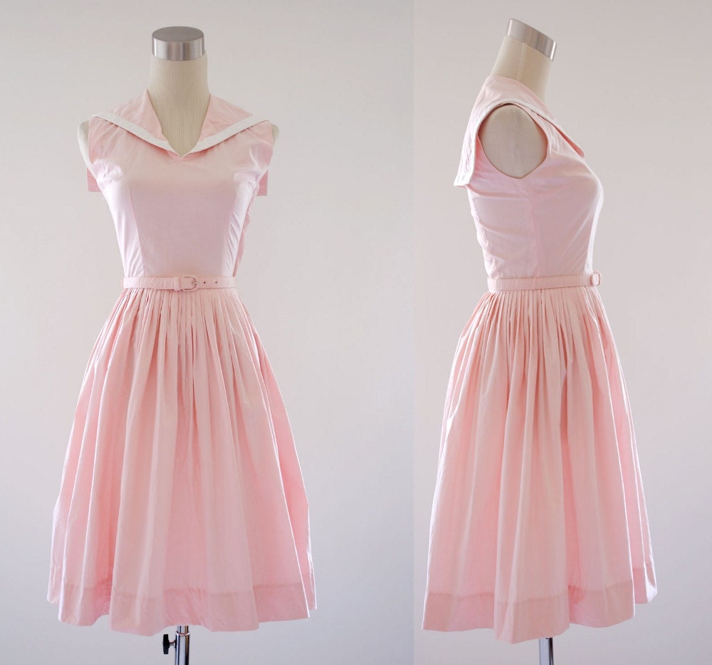 Vintage 1960s Pink Bobbie Brooks Nautical Day Dress
